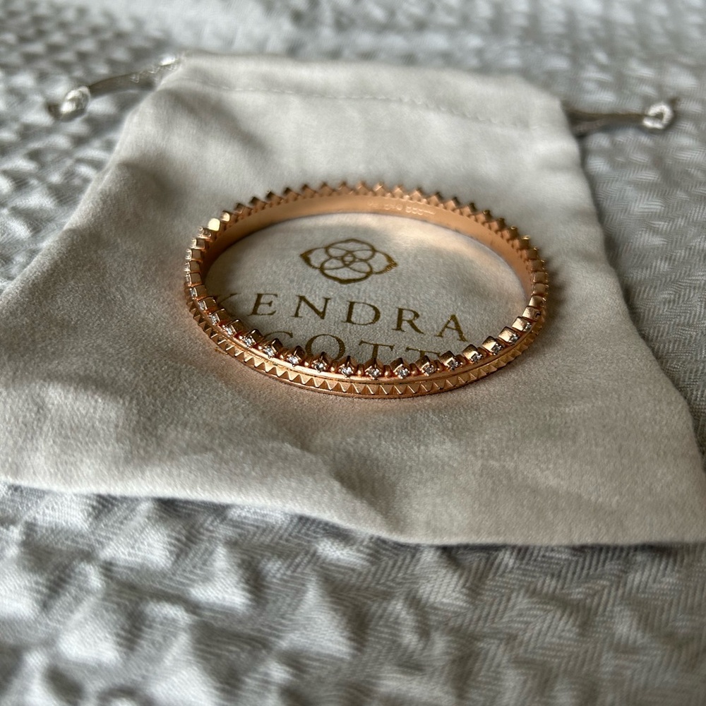 Kendra Scott Women's Rose Gold Crown Rhinestone Bangle Bracelet Stackable Girlie
